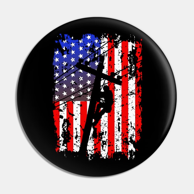 Patriot Lineman American Flag Pin by DAN LE