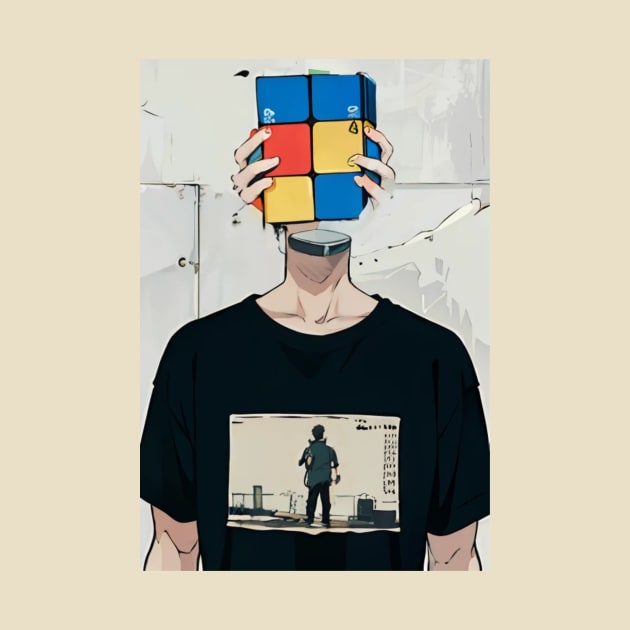 rubik cube head by CandyShop