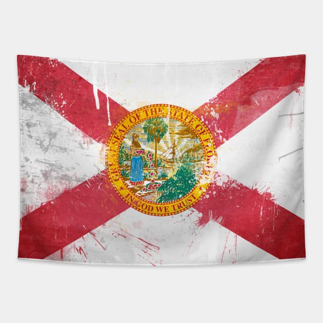 Distressed Florida Flag Tapestry by She Gets Creative