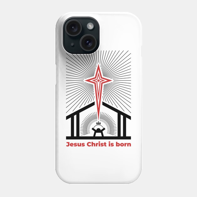 Baby Jesus in the barn, from above the light of the star of Bethlehem. Nativity of the Savior Christ. Phone Case by Reformer