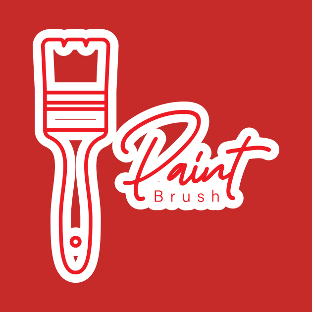 Paint Brush with Text Sticker design logo vector. Painting working tool equipment icon concept. Painting Brush sticker vector design with shadow. by AlviStudio