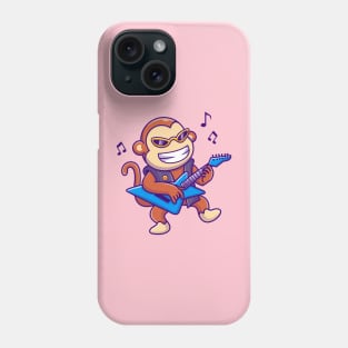 Cute Monkey Playing Guitar Cartoon Phone Case