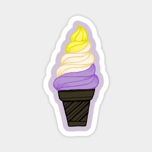 LGBTQIA+ Nonbinary Pride Flag Soft Serve Ice Cream Cone Magnet