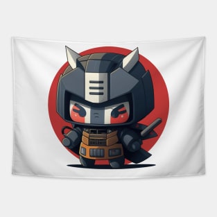 Colourful Japanese ninja warrior mech robot modern kawaii style illustration Tapestry