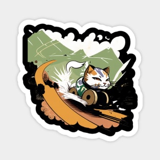 Japanese Cat with Sport Cart Magnet