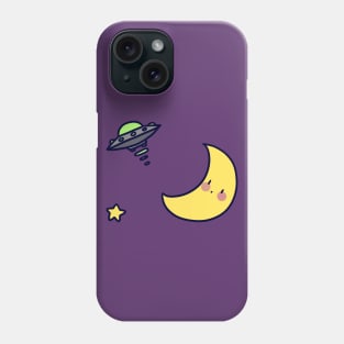 Moon and UFO Phone Case