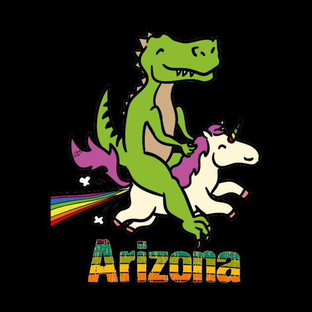 Arizona TShirt Gift Dinosaur riding Unicorn T Rex Kids Boy Girl Teen Baby Cute Funny Rainbow Cool by Argosy