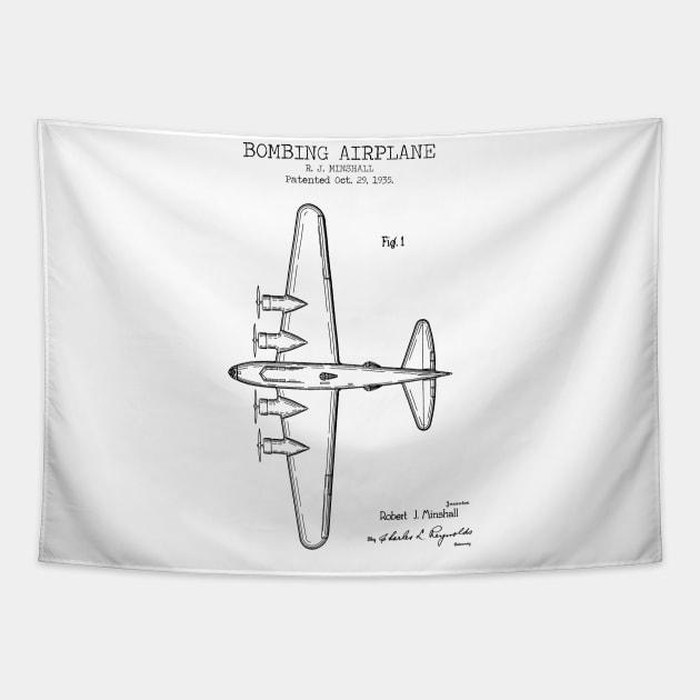 BOMBING AIRPLANE patent Tapestry by Dennson Creative