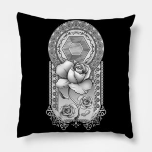 Rose Quartz: Black & White Pillow