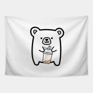 Baby Polar Bear Loves Boba Tea! Tapestry