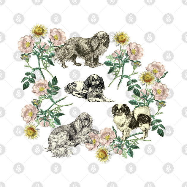 Spaniel Dogs wit Dog Rose Wreath by Biophilia