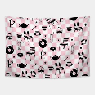 Checkered Diner Pattern Tapestry