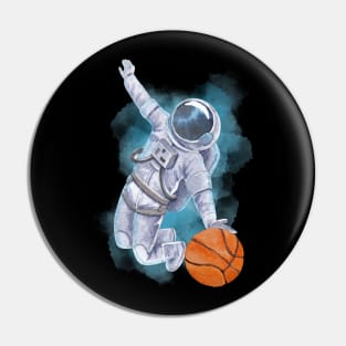 Astronaut Basketball in Outer Space Pin