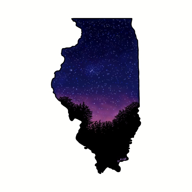 Illinois Silhouette - Starry Sunset by EcoElsa