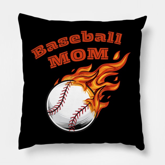 Baseball Mom Flames Pillow by MalibuSun