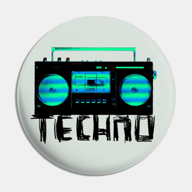 Music Vintage Techno Radio for Techno DJ Pin by badlydrawnbabe