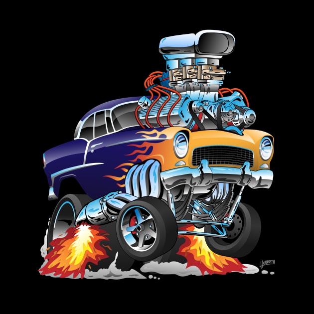 Classic Fifties Hot Rod Muscle Car Cartoon by hobrath