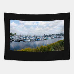 Docked boats in the harbour Tapestry