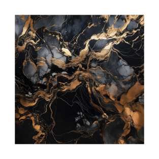 Portoro Black and Gold Marble design pattern T-Shirt