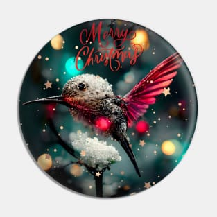 Merry Christmas - holiday hummingbird for nature lover Pin