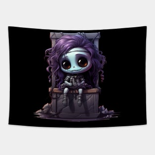 Scary Spooky Doll Halloween Cutte Skull Beauty Creature Fun Tapestry