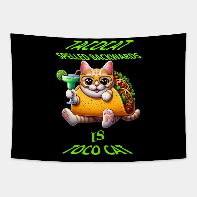 Taco Treats With Feline Friend Tapestry by coollooks