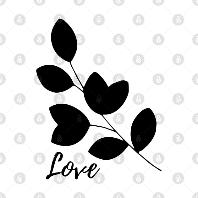 black color leaves love art illustration by Artistic_st