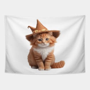 Cute Ginger Cat Witch Tapestry