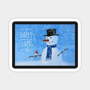 Snowman and Robin Magnet