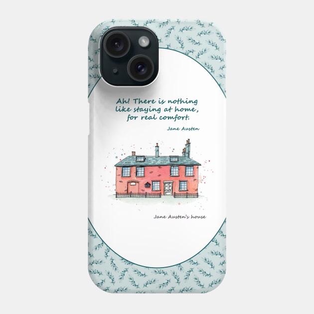 Jane Austen house and quote Phone Case by Aidi Riera