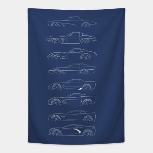 Evolution of the Corvette - profile stencil, white Tapestry