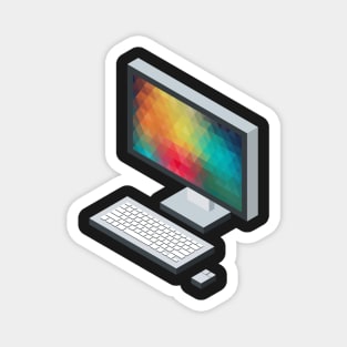 Isometric icon monitor keyboard and mouse Magnet