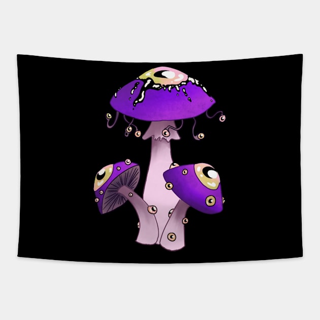Amethyst purple Dreamcore mushrooms with eyes Tapestry by TheDoodlemancer