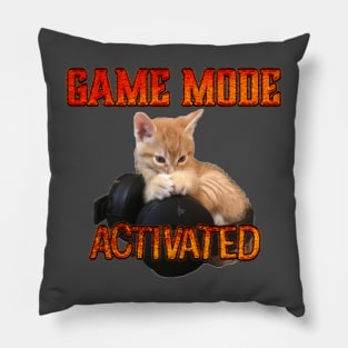 Gamer Cat Game Mode Activated Pillow