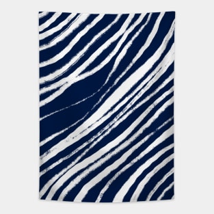 Navy Blue and White Abstract Pattern Tapestry