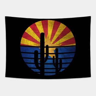 Retro cactus Arizona Flag Tapestry