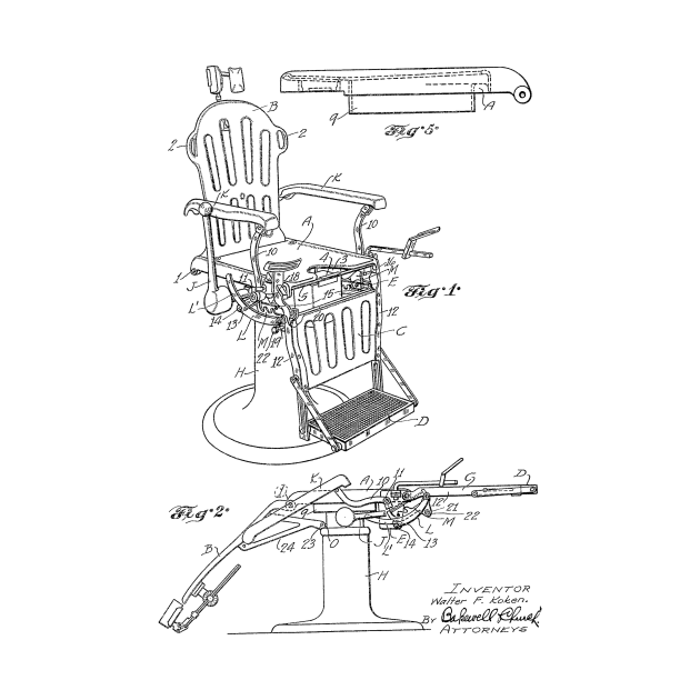 Physician's Chair Vintage Patent Hand Drawing by TheYoungDesigns