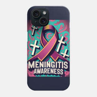 Meningitis Awareness Ribbon with Pink Swirls Background Phone Case