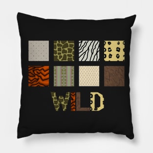 Wild Animal Print Blocks with Text Pillow