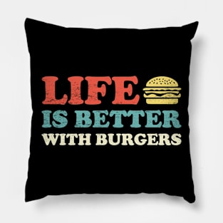 Retro Hamburger Happiness: Life Is Better With Burgers Pillow