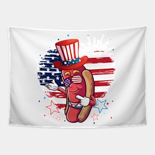 Funny 4th Of July 2021 Fourth Of July For Men's And Women's For 4th Of July Celebration Birthday Gift for hot dog's lovers Tapestry