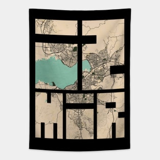 Izmir, Turkey City Map Typography - Vintage Tapestry