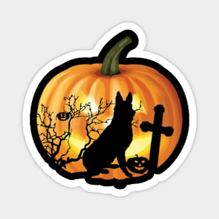 German Shepherd Dog Pumpkin Halloween Gift Magnet