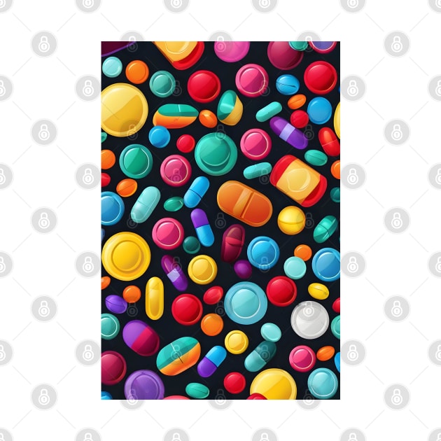 Colourful pills pattern by Spaceboyishere