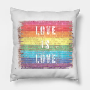 LGBTQ+ Pride Love is Love Brick Wall Design Pillow