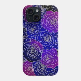 Blue & Purple Rose Floral Pattern Phone Case