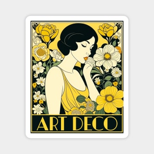 Art Deco Day Woman & Flowers Magnet