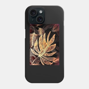 BLACK  GOLD TRICOLOUR TROPICAL LEAVES Phone Case