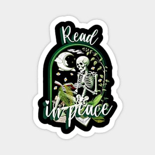 Cute Skeleton Reading Books Book Lover a Funny Reading Puns Magnet