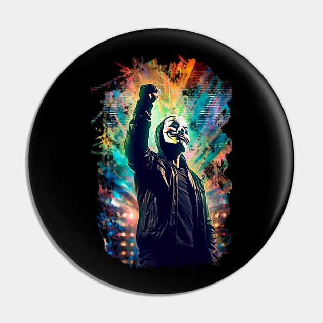 Revolutionary Spirit: Anonymous Fist of Freedom T-Shirt Pin by Layer8